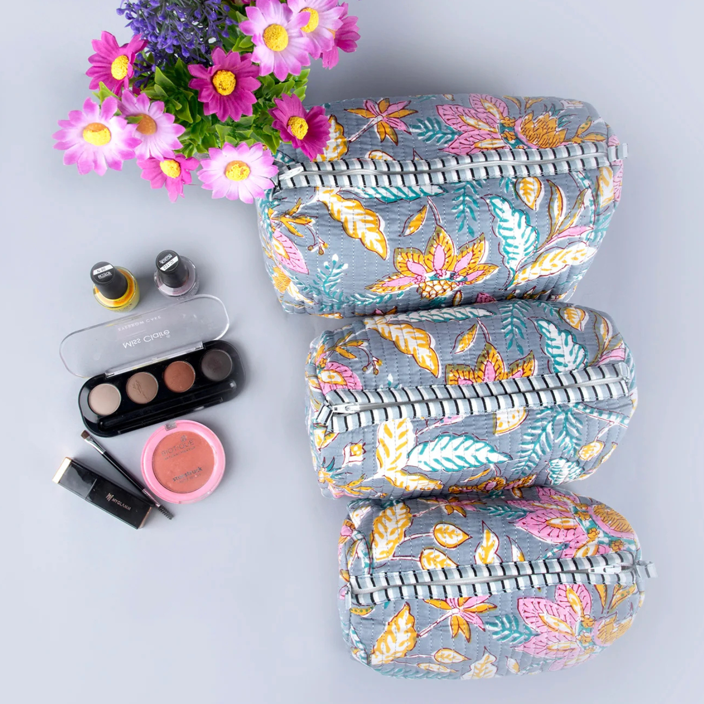 Ayuda Homes - Lilly Quilted Pouches (Set of 3) - Totally Indian