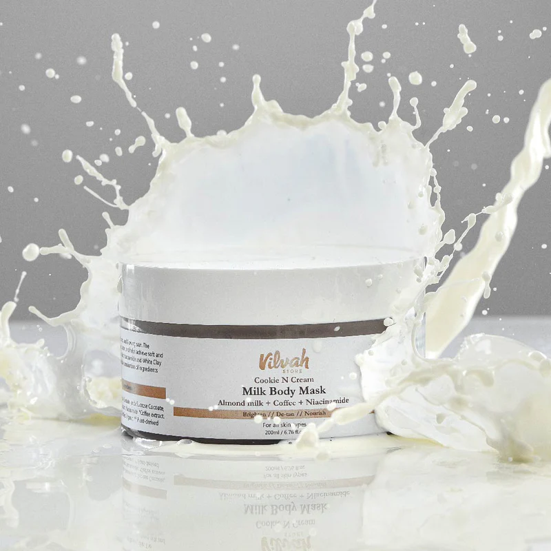 Vilvah Cookie N Cream Body Mask | Almond Milk Extract | Niacinamide | Kaolin Clay | For Women & Men | Natural & 100% Vegan | Indian product Online Shopping Store