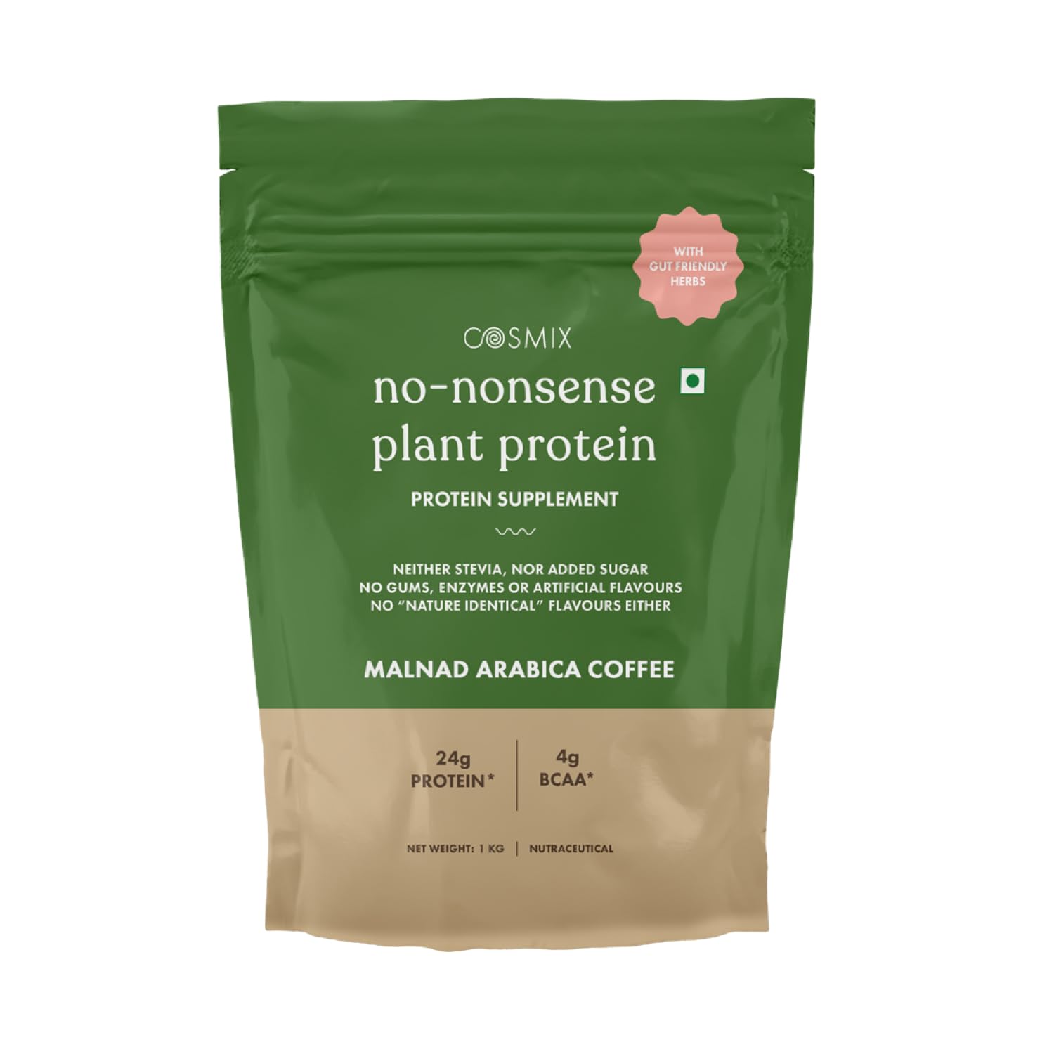 Cosmix No-Nonsense Plant Protein | 24 Protein/Serve | Malnad Arabica Coffee | Plant Based Protein, Pea & Rice Isolate | Clean, Easy to Digest | All Essential Amino Acids | Indian product Online Shopping Store