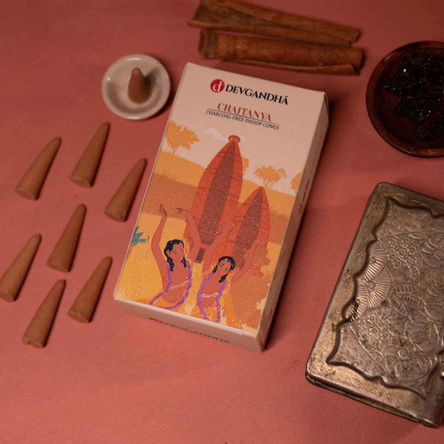 Devgandha Chaitanya Charcoal-free Dhoop Cones | (Approx. 50 Cones) | Indian product Online Shopping Store