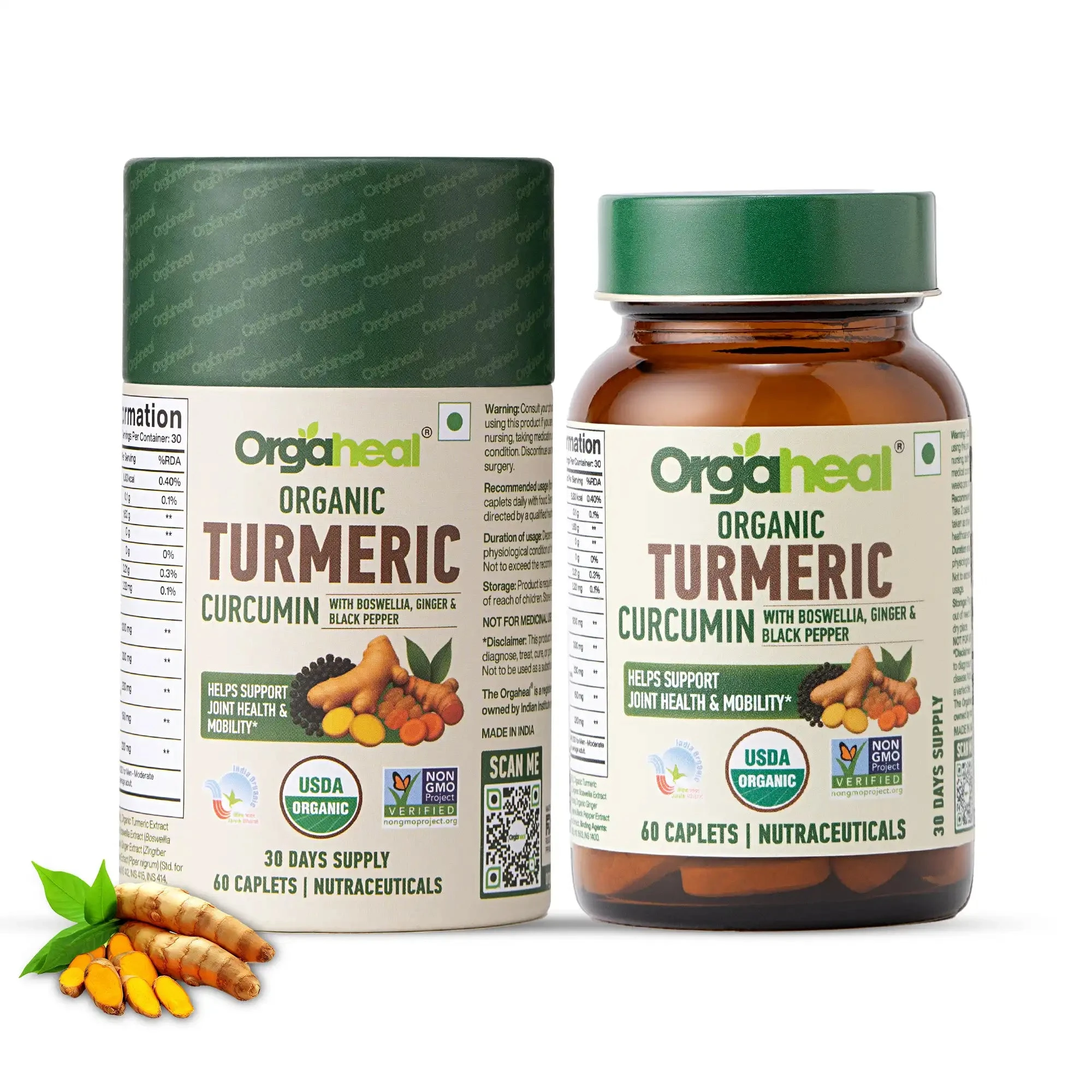 Orgaheal Organic Turmeric Curcumin | Anti-Inflammatory & Digestion Support | Certified Organic | Indian product Online Shopping Store