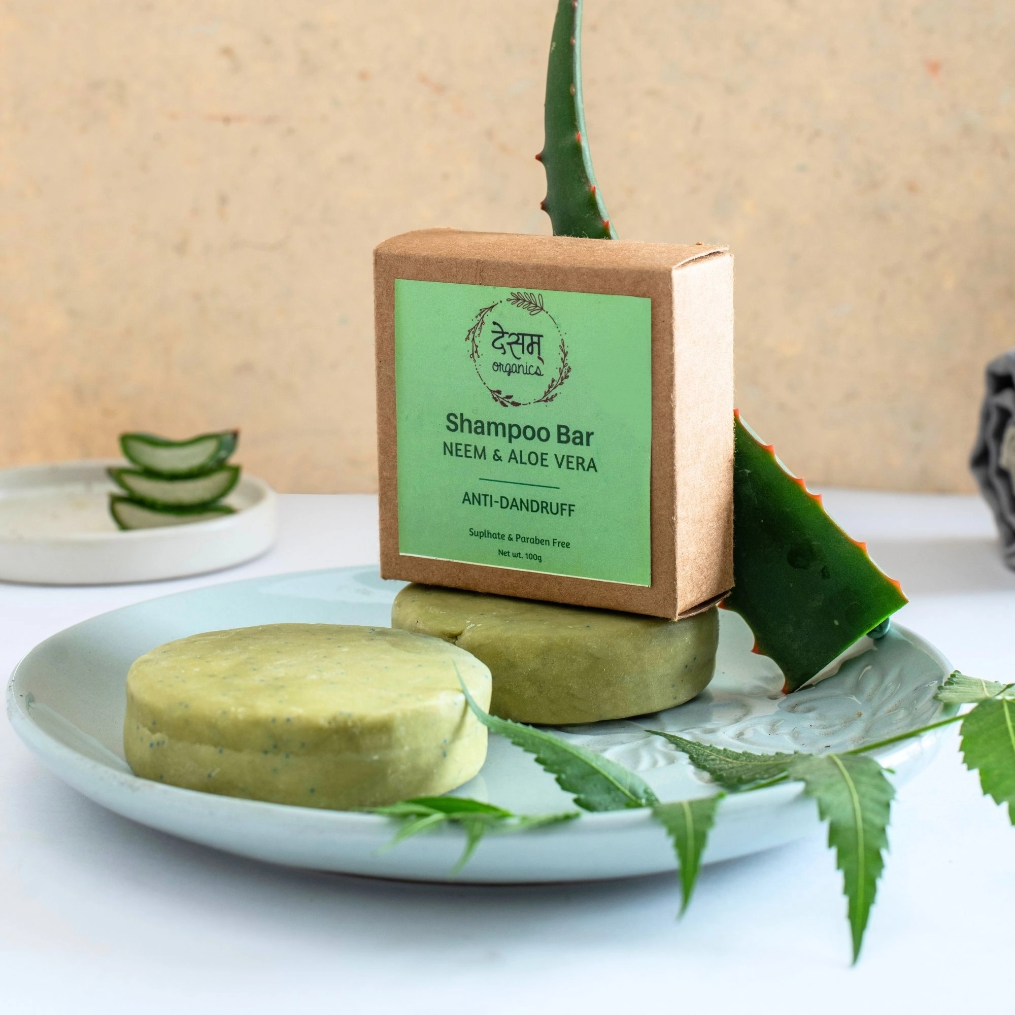 Desam Organics Neem & Aloe Vera Shampoo Bar | Anti-Dandruff & Scalp Soothing Shampoo Bar