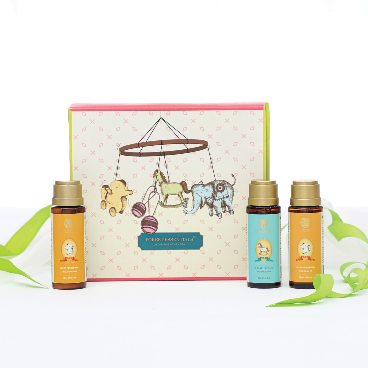 Forest Essentials Baby Care Mini Gift Box Dasapushpadi | Ayurvedic Skincare & Haircare Set for a Newborn Baby | Thoughtful Baby Shower Gift Set