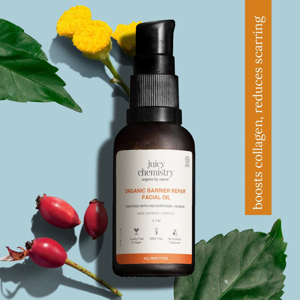 Juicy Chemistry Organic Barrier Repair Facial Oil Fortified with Helichrysum + Rosehip
