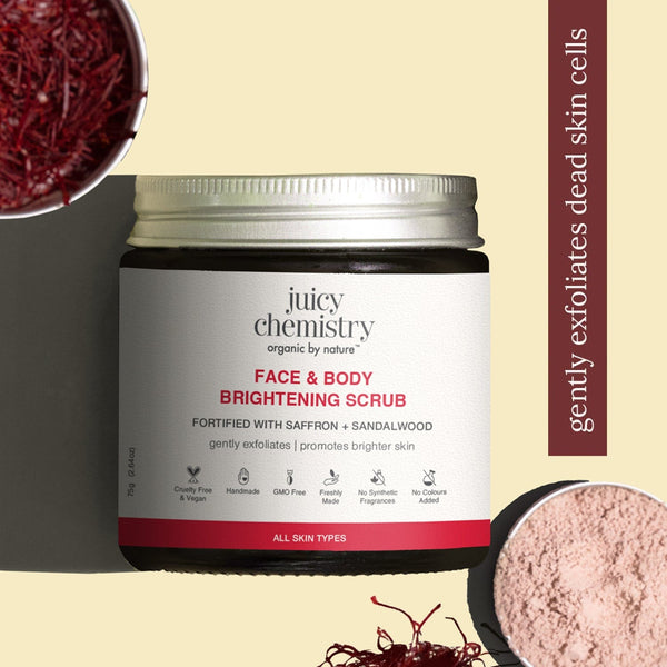 Juicy Chemistry Face & Body Brightening Scrub Fortified with Saffron + Sandalwood