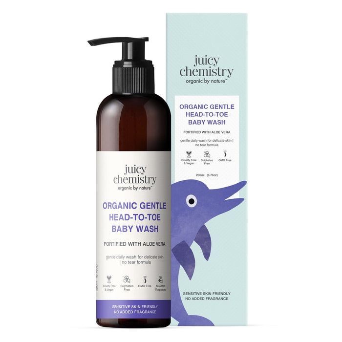Juicy Chemistry Organic Gentle Head-to-Toe Baby Wash Fortified with Aloe Vera