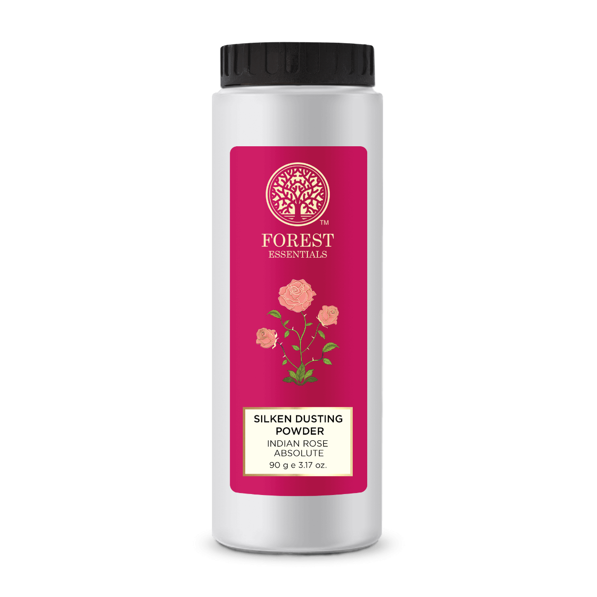 Forest Essentials Silken Dusting Powder Indian Rose | Natural Body Powder with Rose Oil | Corn Starch with Cocoa Butter | Leaves Skin Fresh, Soft & Fragrant
