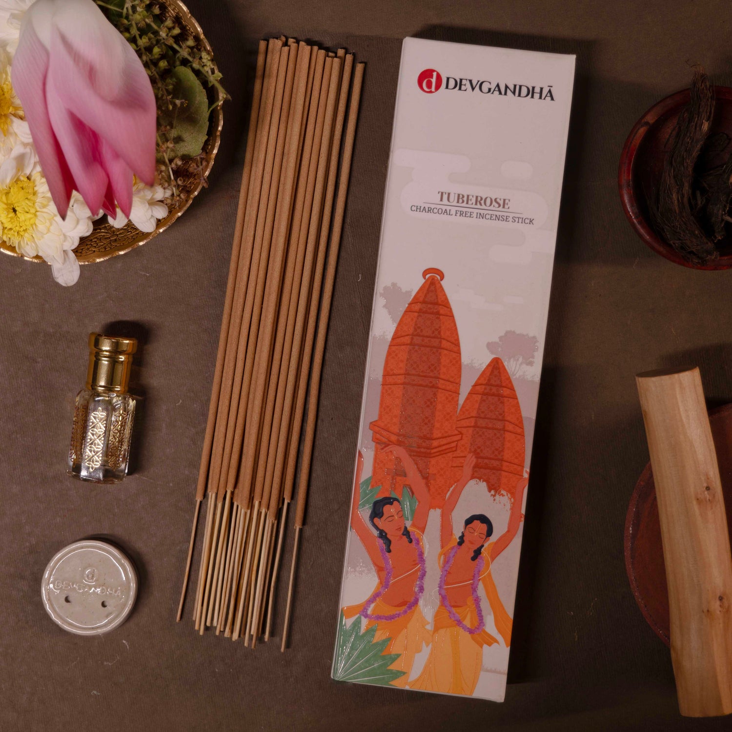 Devgandha Tuberose Charcoal-free Incense Sticks | (approx. 60 sticks)