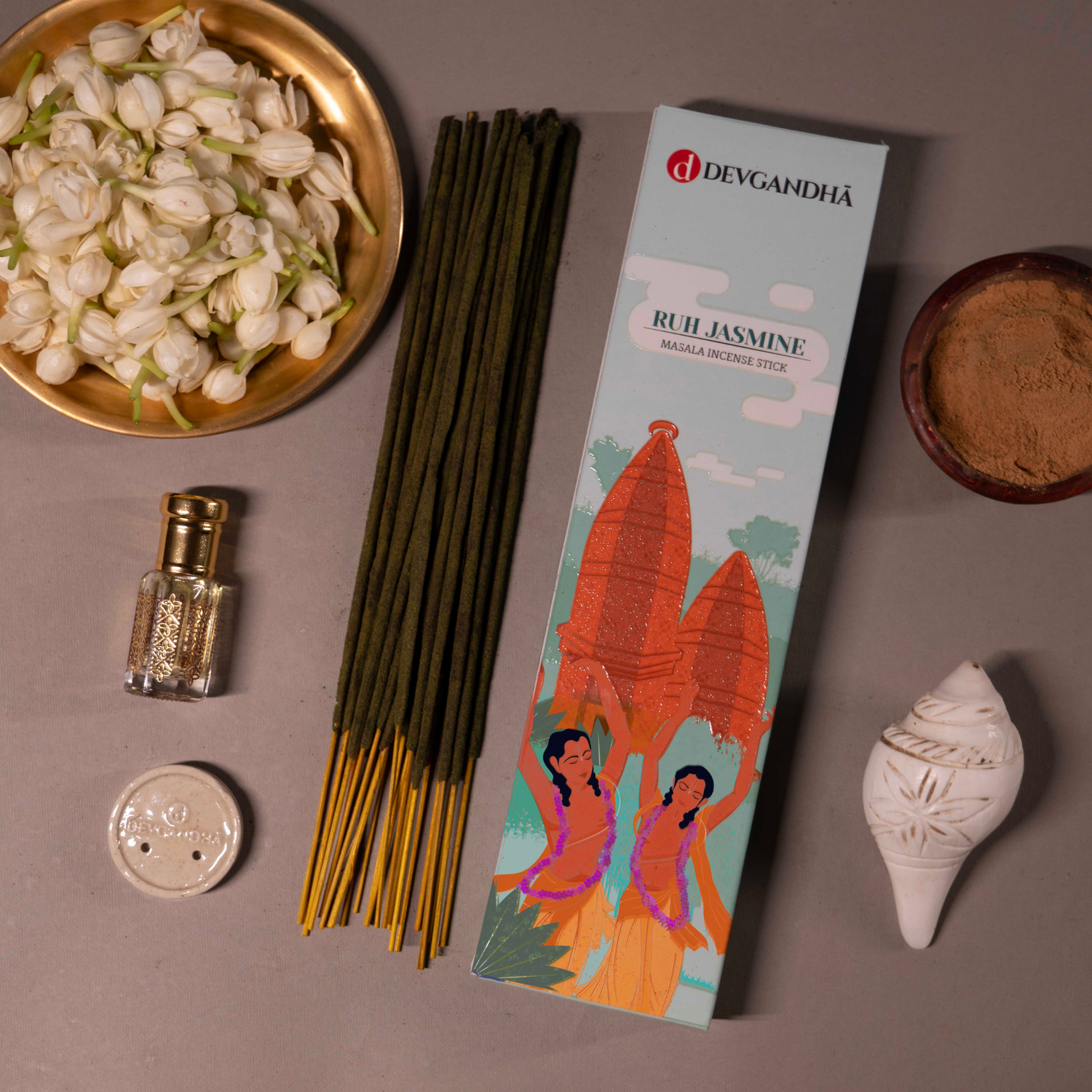 Devgandha Ruh Jasmine Masala Incense Sticks | (Approx. 50 Sticks)