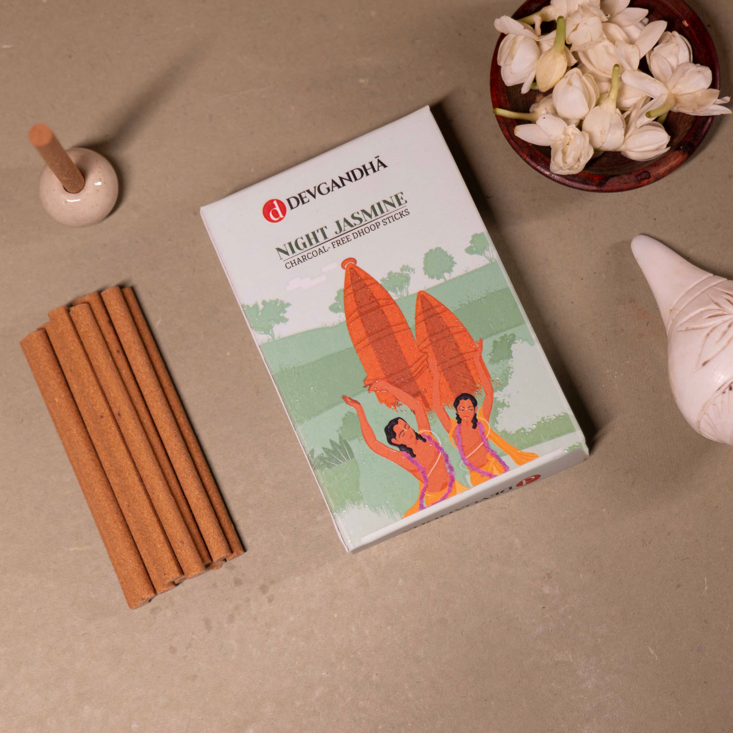 Devgandha Night Jasmine Bamboo-less Incense Sticks | (Approx. 40 Sticks)