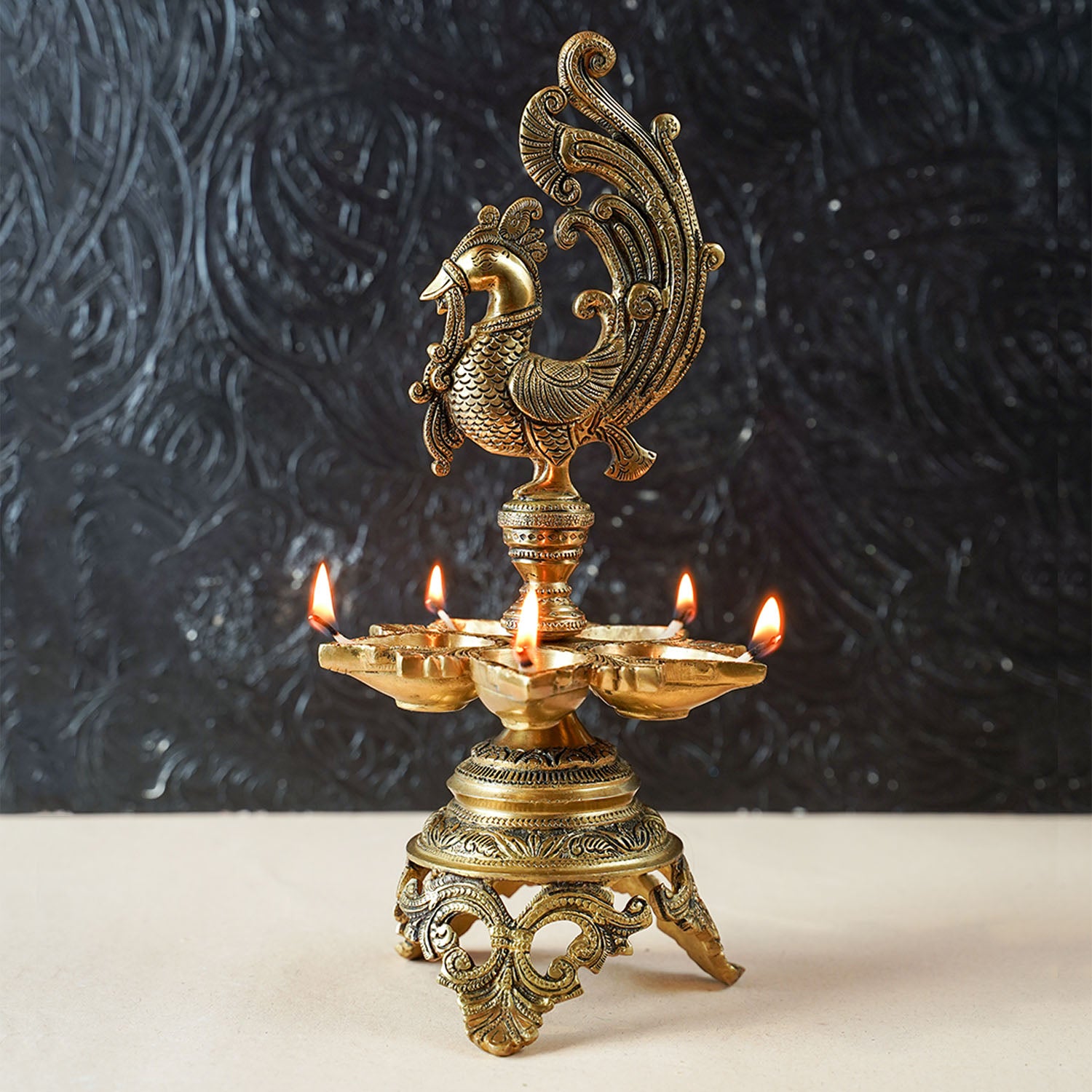Brass Annam Deepak Peacock 14 in_1 | Indian product Online Shopping Store