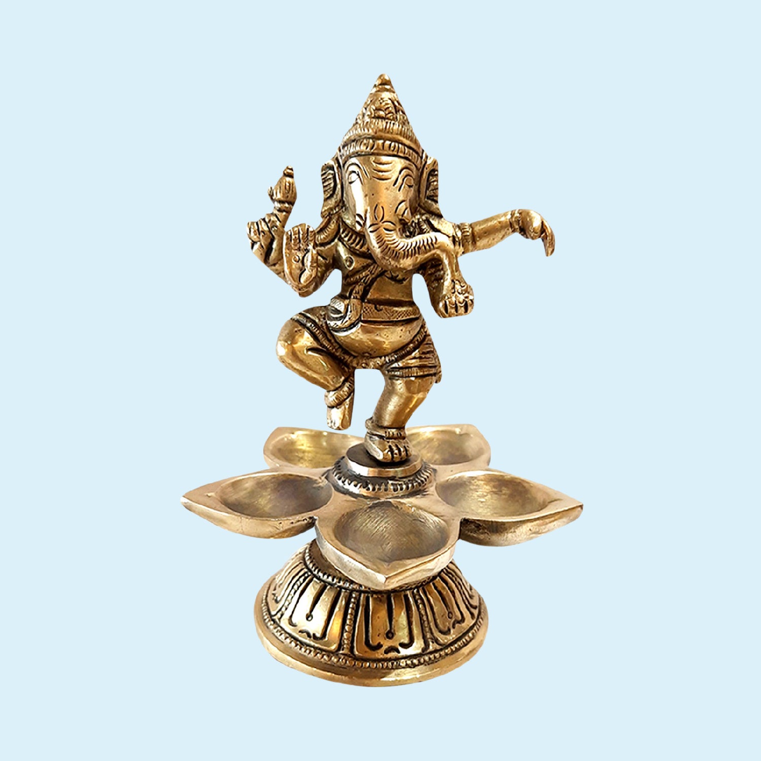 Brass Dancing Ganesha Deepak 5 in_1 | Indian product Online Shopping Store