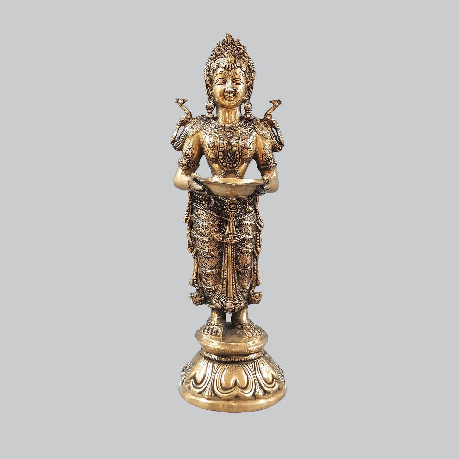 Brass Deep Laxmi Standing with Base 30 in_1 | Indian product Online Shopping Store