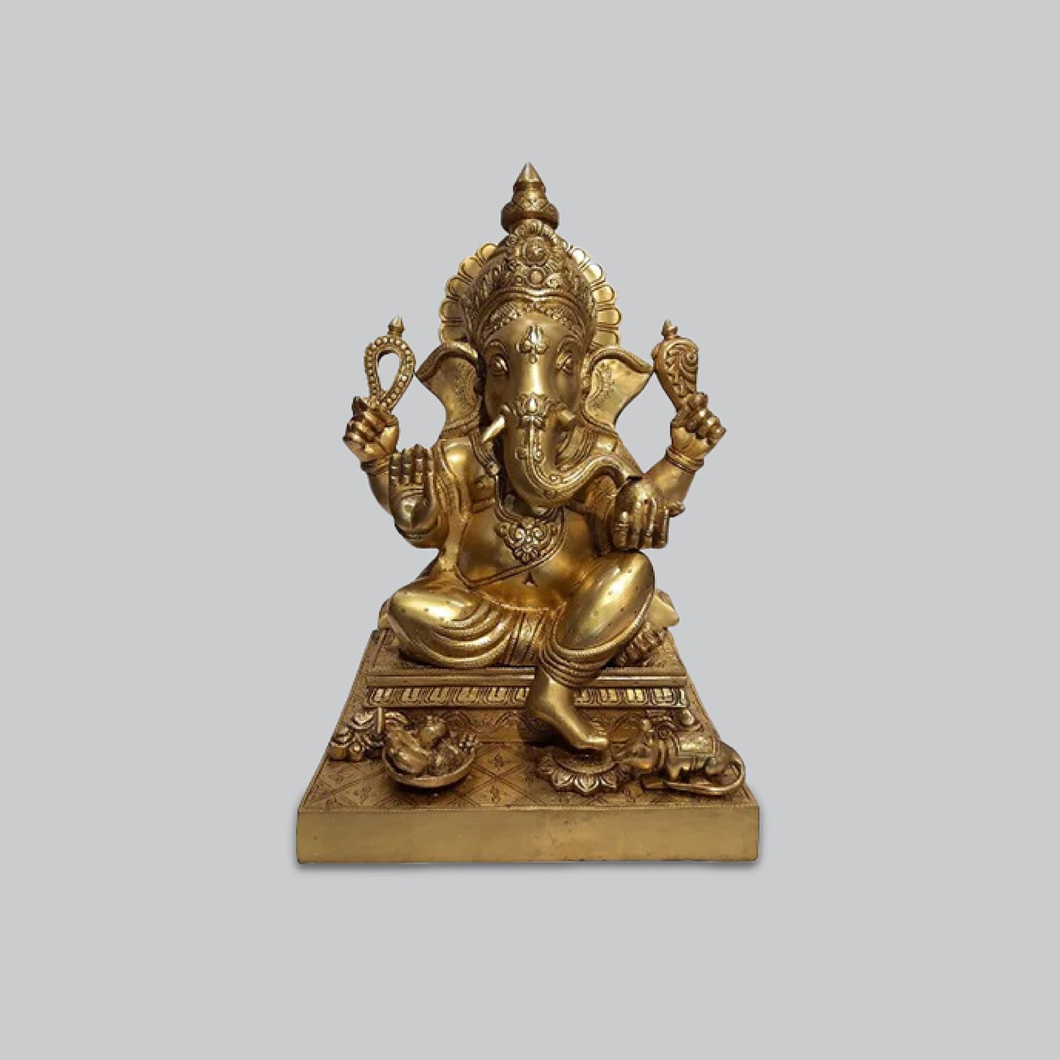 Brass Ganesha Pooja Sitting With Base 18 In_1 | Indian product Online Shopping Store
