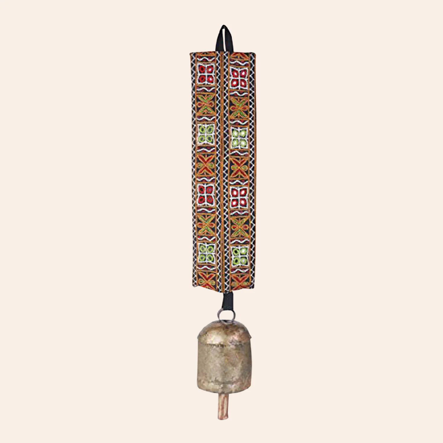 Cow Door Bell with Kantha Embroidery on Belt_1 | Indian product Online Shopping Store
