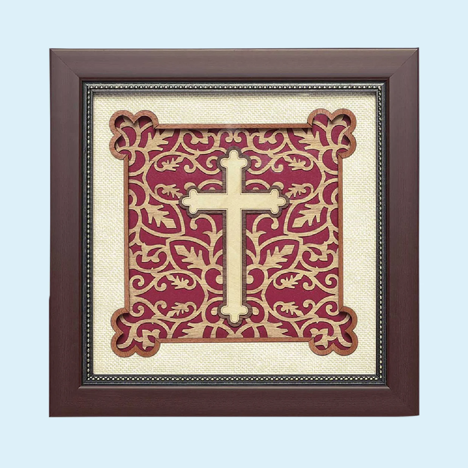 Cross Sign Wood Art Frame 8 in x 8 in_1 | Indian product Online Shopping Store