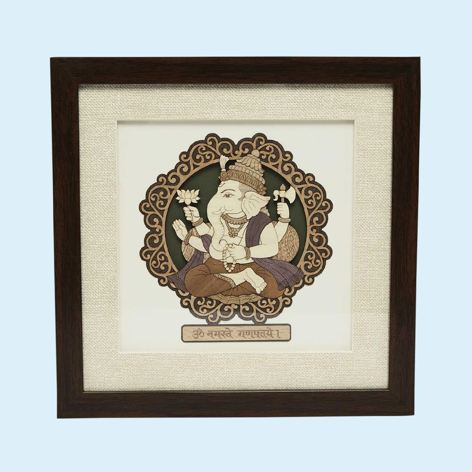 Namaste Ganesha Wood Art Frame 10 in x 10 in_1 | Indian product Online Shopping Store