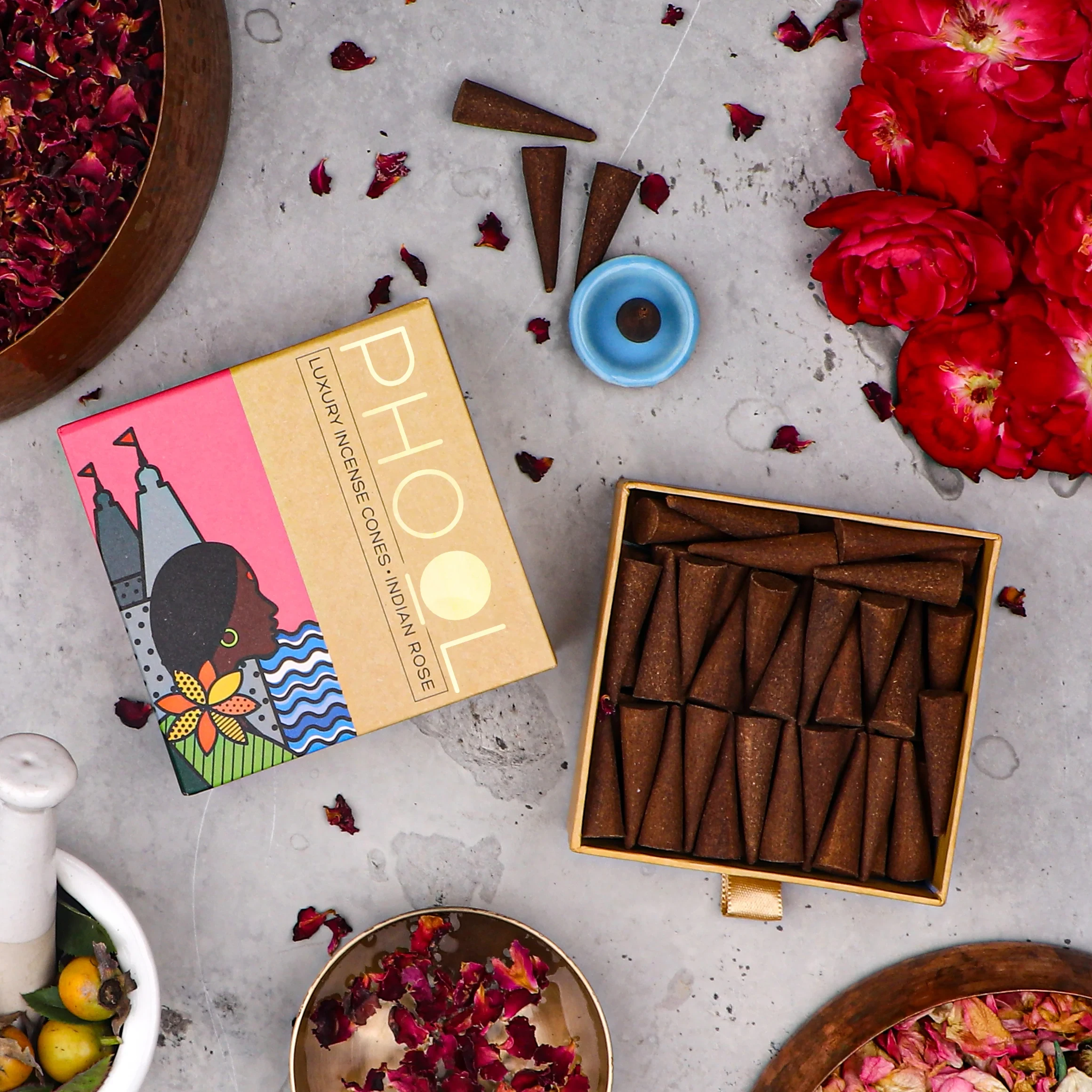 Phool Natural Incense Cones - Indian Rose_1 | Indian product Online Shopping Store