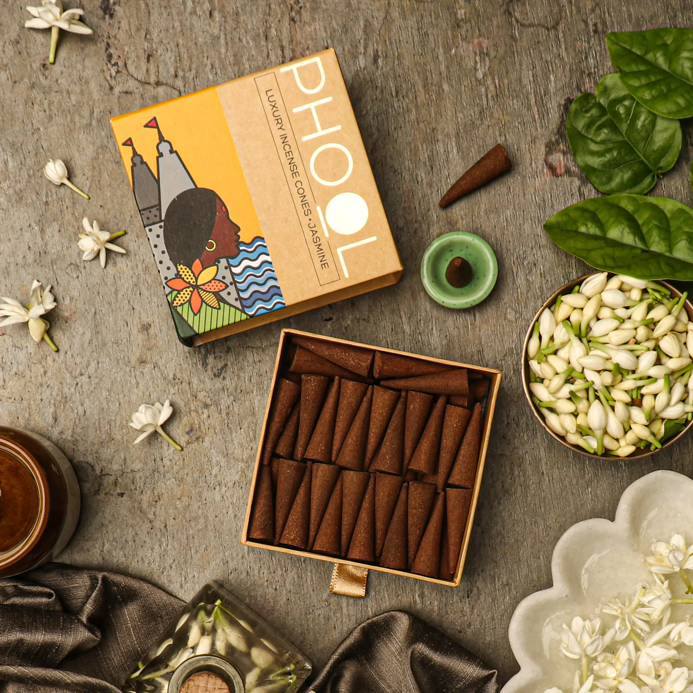 Phool Natural Incense Cones - Jasmine_1 | Indian product Online Shopping Store