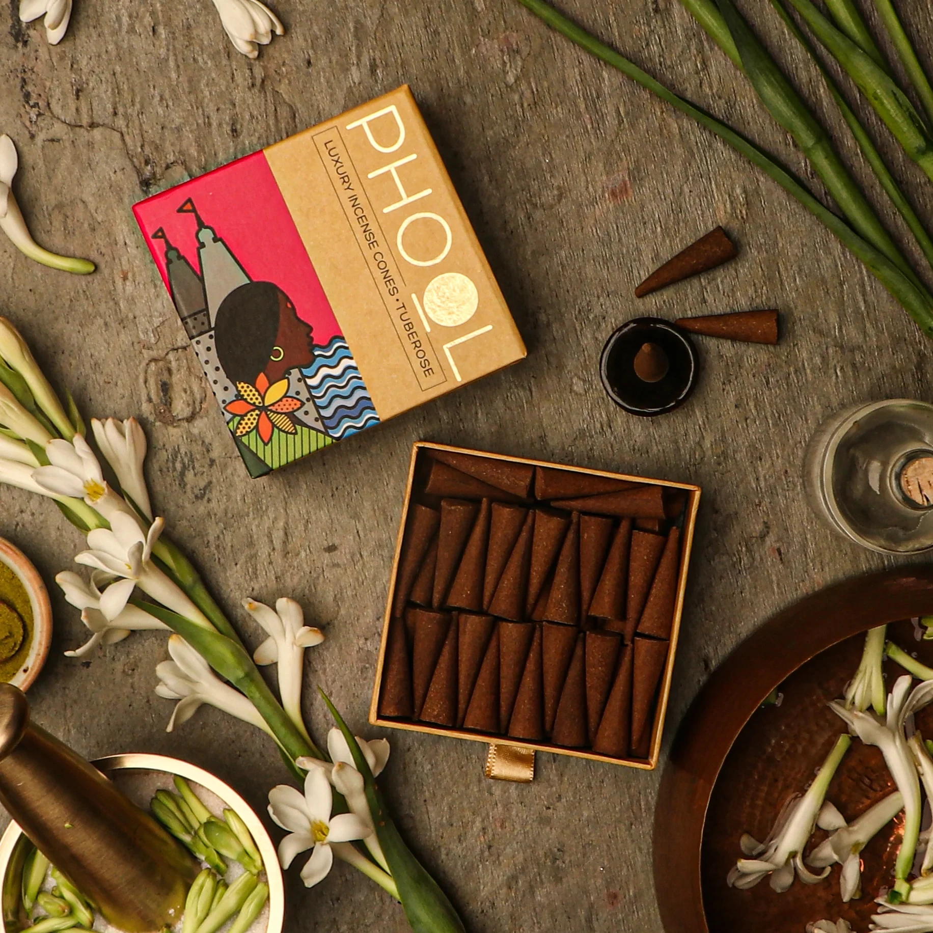 Phool Natural Incense Cones - Tuberose_1 | Indian product Online Shopping Store