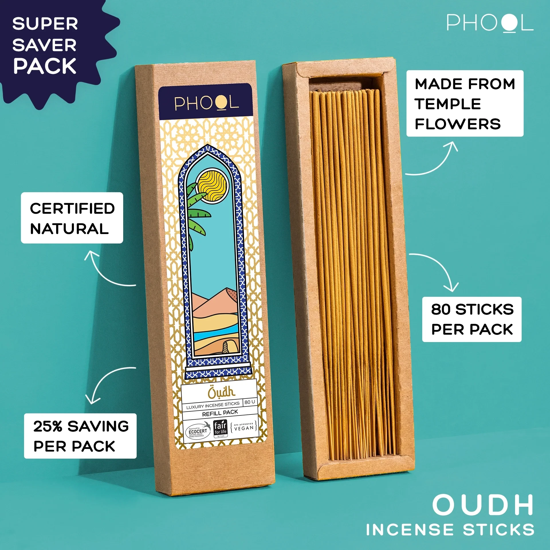 Phool Natural Incense Sticks Refill pack - Oudh_1 | Indian product Online Shopping Store