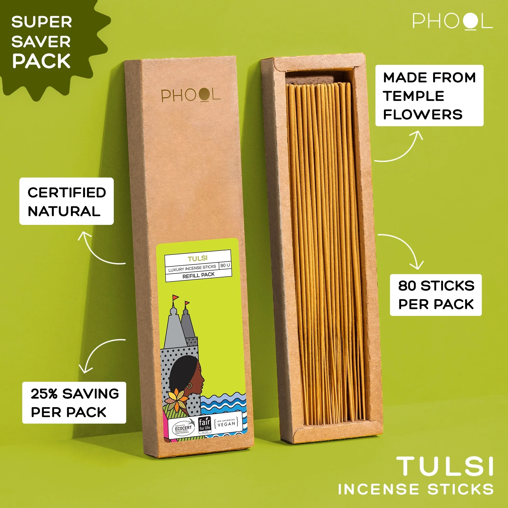 Phool Natural Incense Sticks Refill pack - Tulsi_1 | Indian product Online Shopping Store
