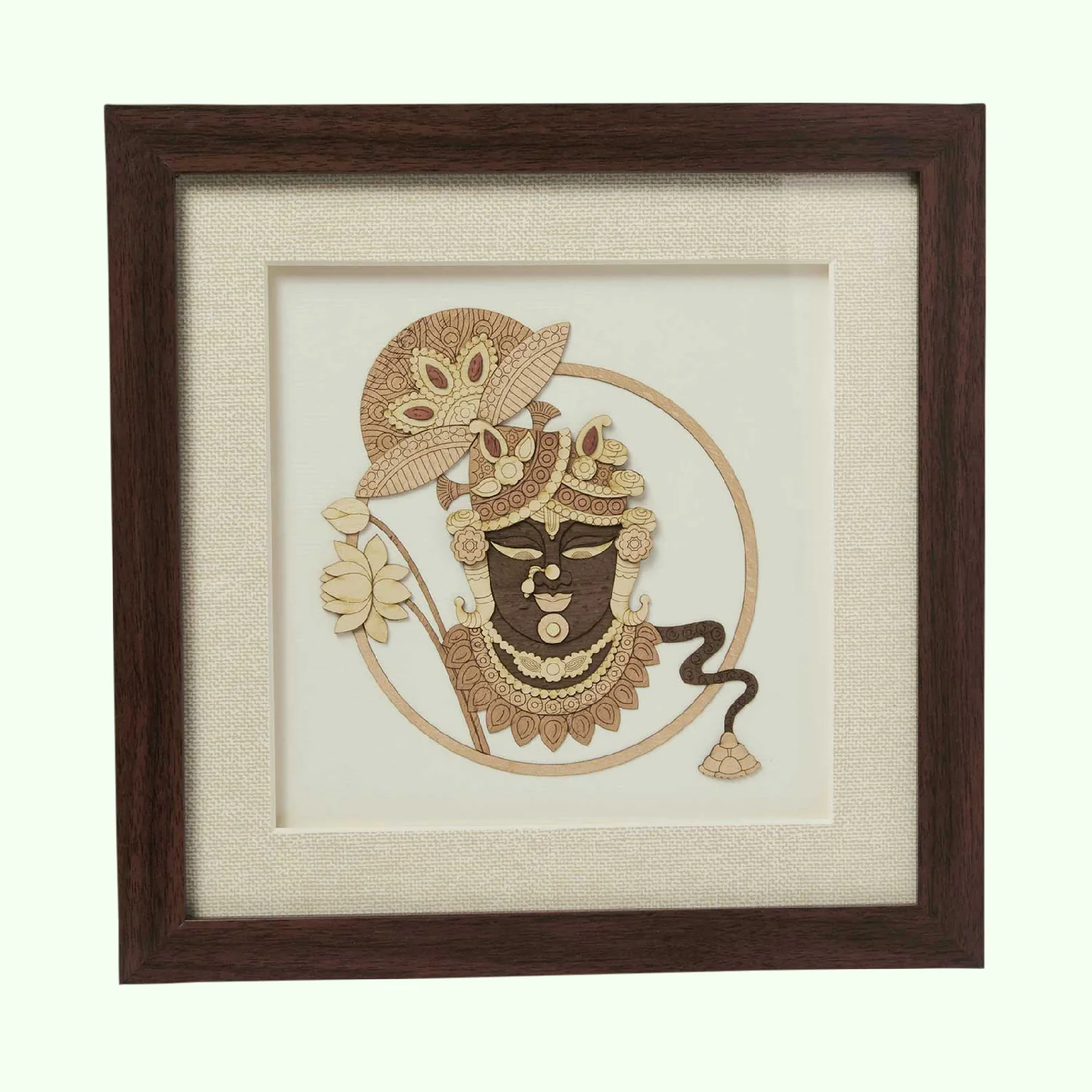 Shrinathji Wood Art Frame Small 10 in x 10 in_1 | Indian product Online Shopping Store