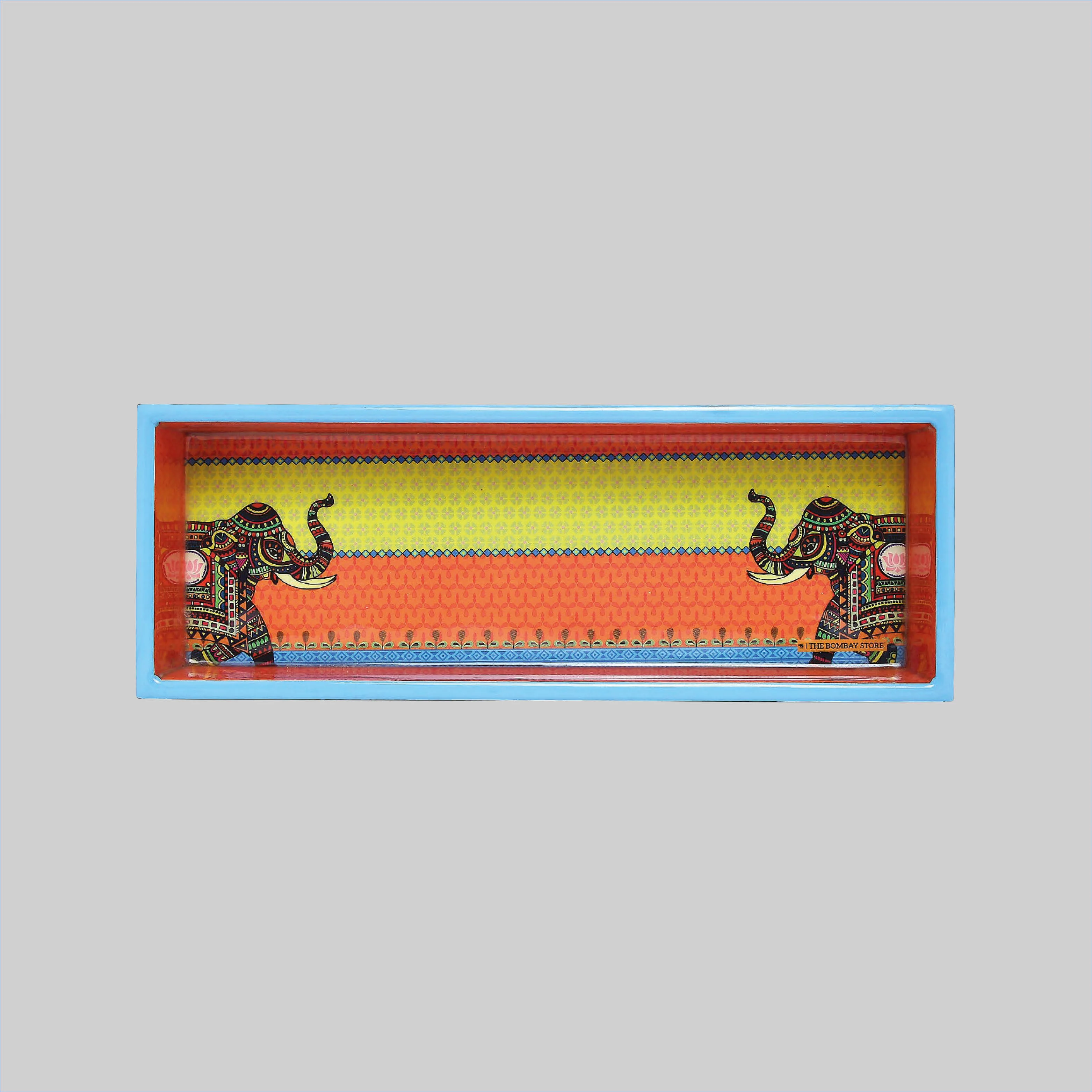 Signature Orange & Yellow Rectangle Enamel Pen Tray_1 | Indian product Online Shopping Store
