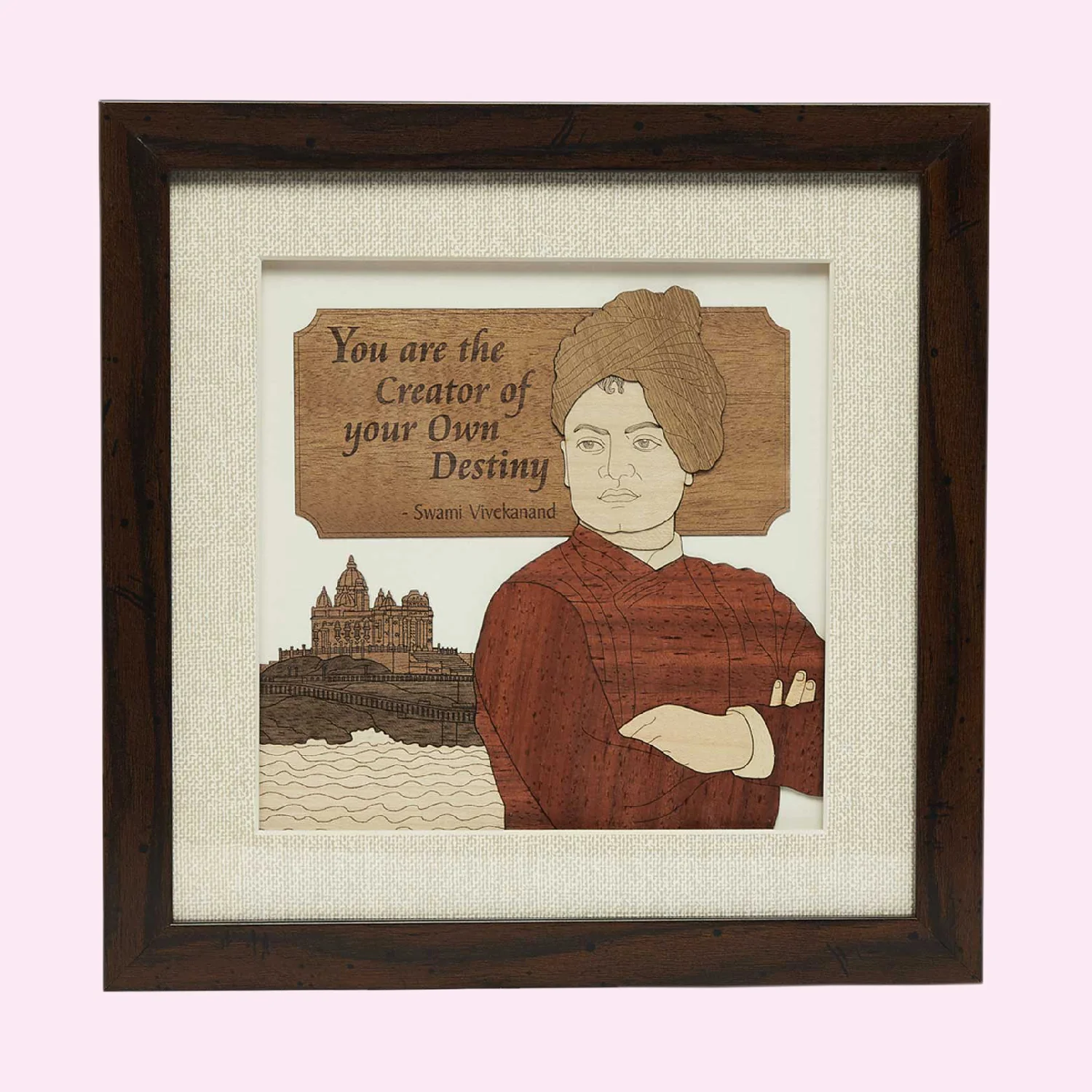 Swami Vivekananda Wood Art Frame 10 in x 10 in_1 | Indian product Online Shopping Store