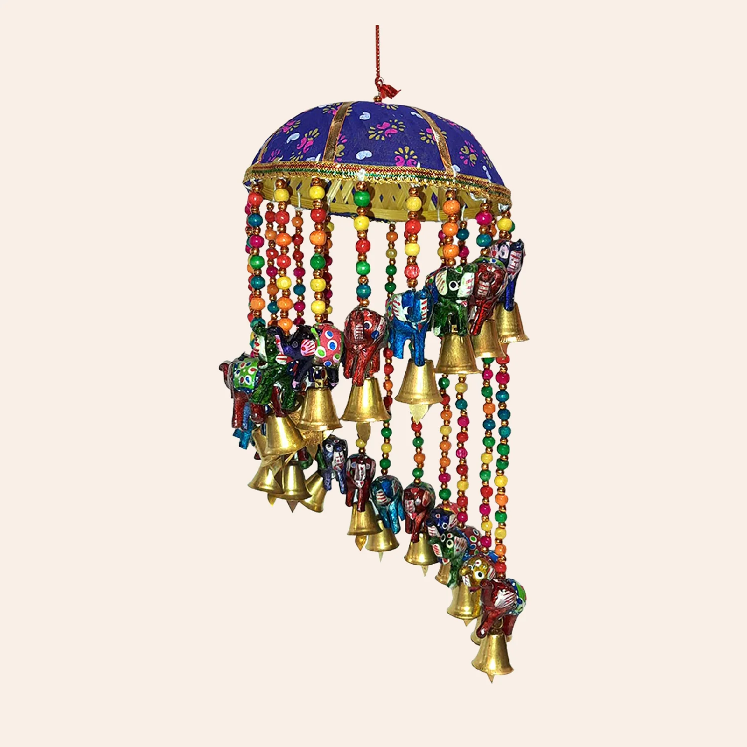 Wall Hanging with Multi Coloured Elephants and Beads 15 cm_1 | Indian product Online Shopping Store