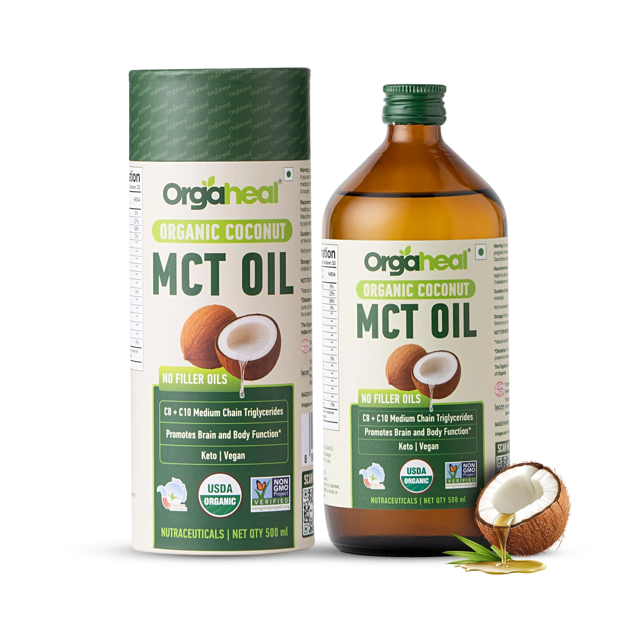 Orgaheal Organic Coconut MCT Oil |100% Potency | No Fillers Oils | Certified Organic | Indian product Online Shopping Store