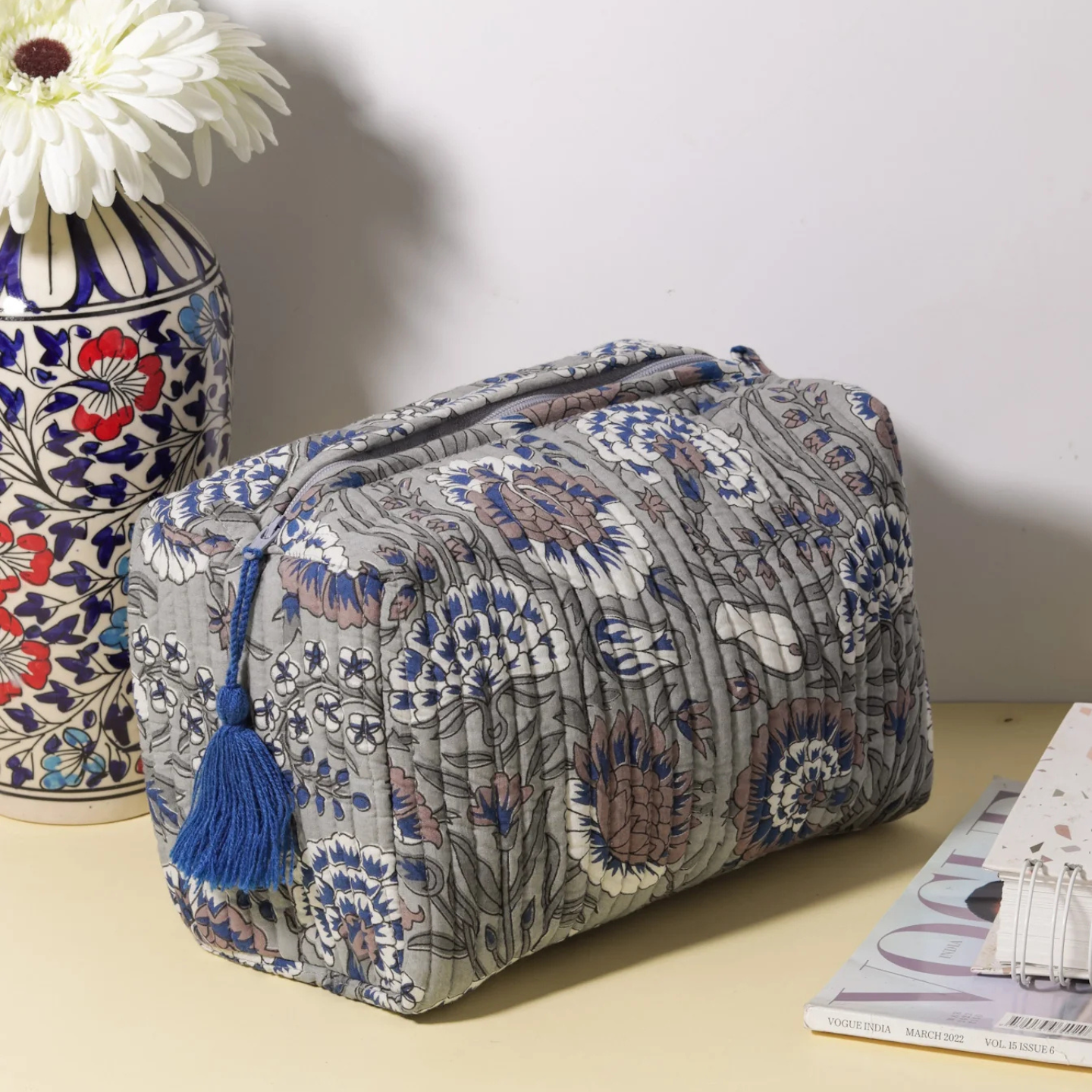 Ayuda Homes - Bloom Quilted Pouch - Totally Indian