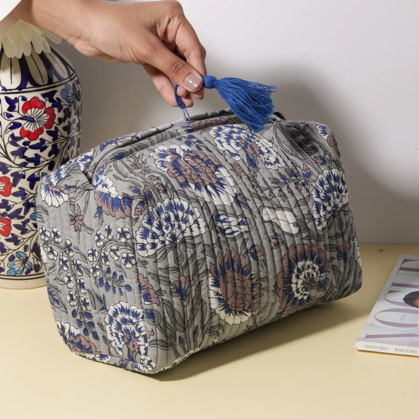 Ayuda Homes - Bloom Quilted Pouch - Totally Indian