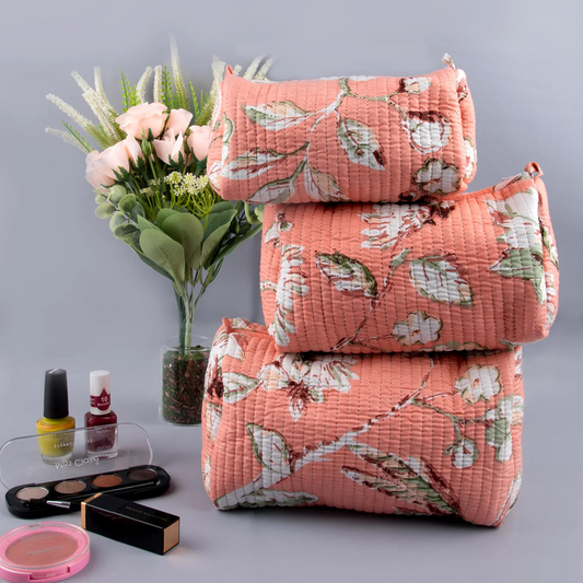 Ayuda Homes - Blush Quilted Pouches (Set of 3) - Totally Indian