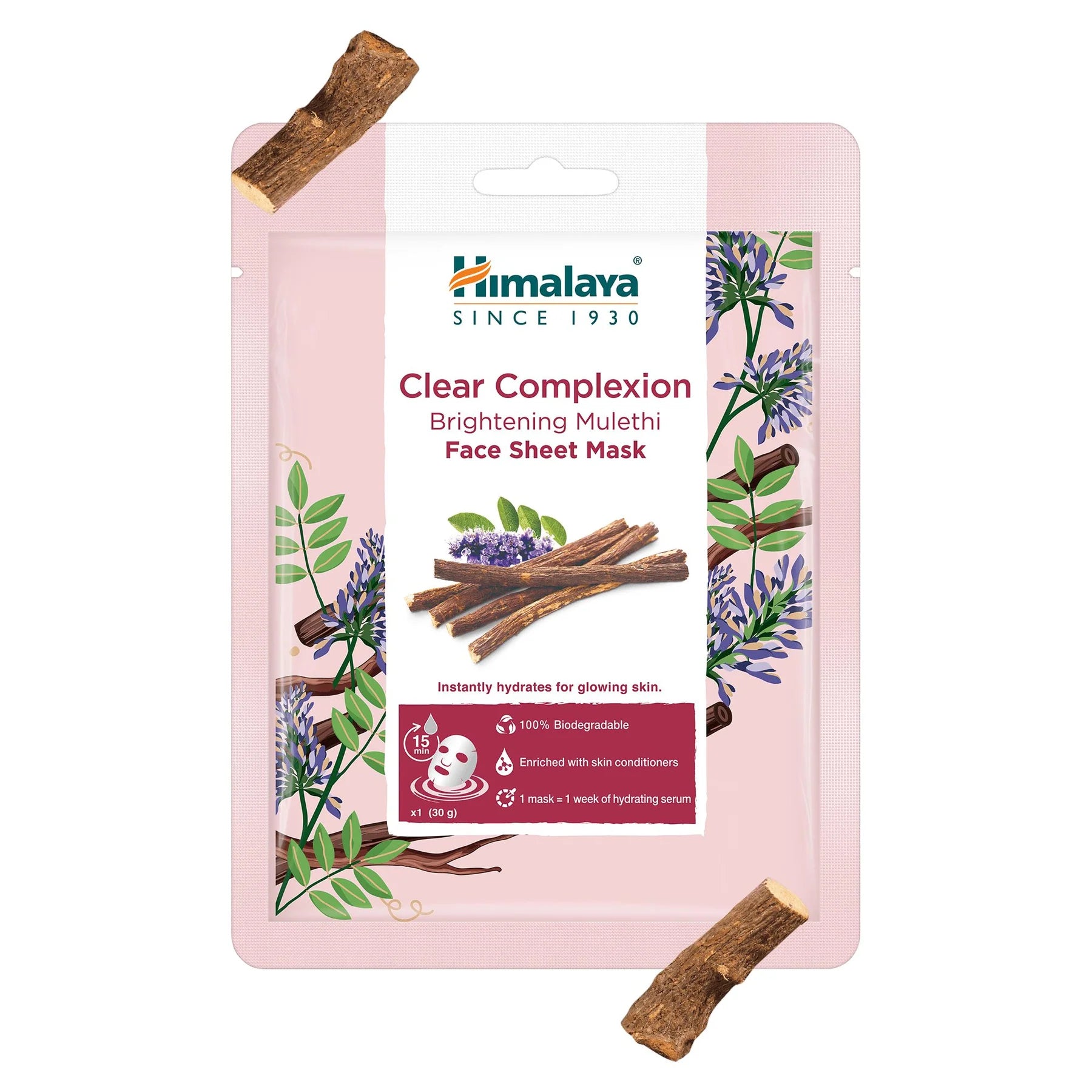 Himalaya Clear Complexion Brightening Mulethi Face Sheet Mask - Totally Indian