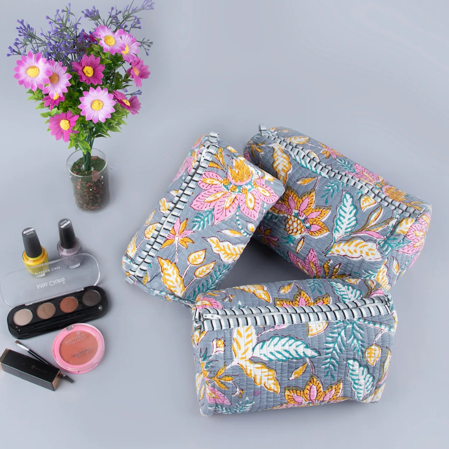 Ayuda Homes - Lilly Quilted Pouches (Set of 3) - Totally Indian