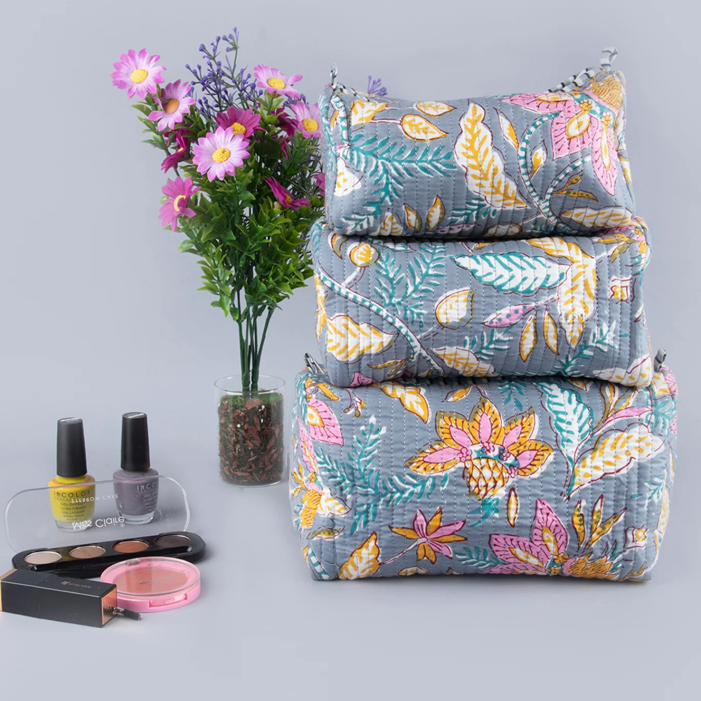 Ayuda Homes - Lilly Quilted Pouches (Set of 3) - Totally Indian