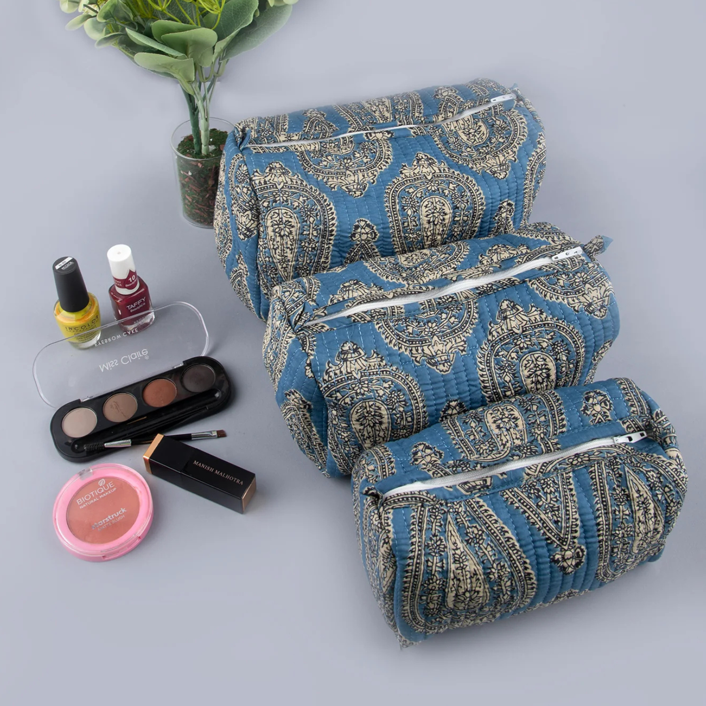 Ayuda Homes - Motif Quilted Pouches (Set of 3) - Totally Indian