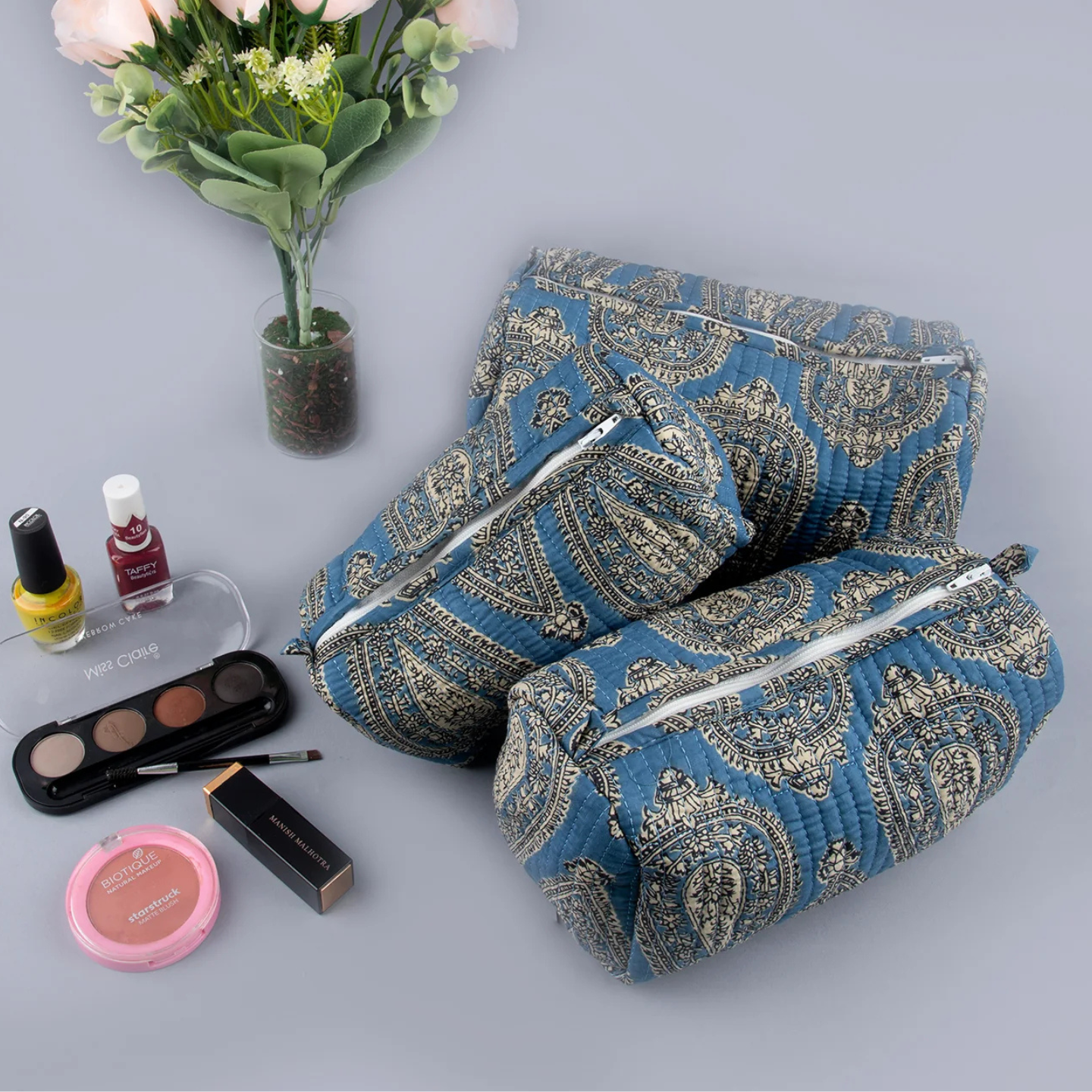 Ayuda Homes - Motif Quilted Pouches (Set of 3) - Totally Indian