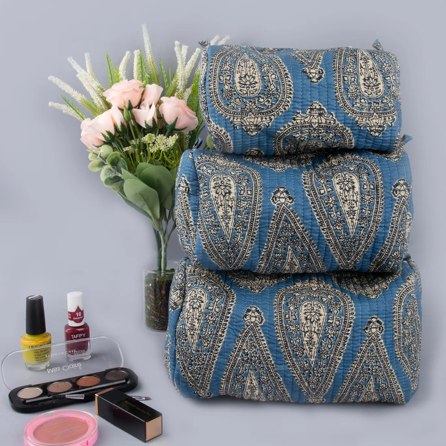 Ayuda Homes - Motif Quilted Pouches (Set of 3) - Totally Indian