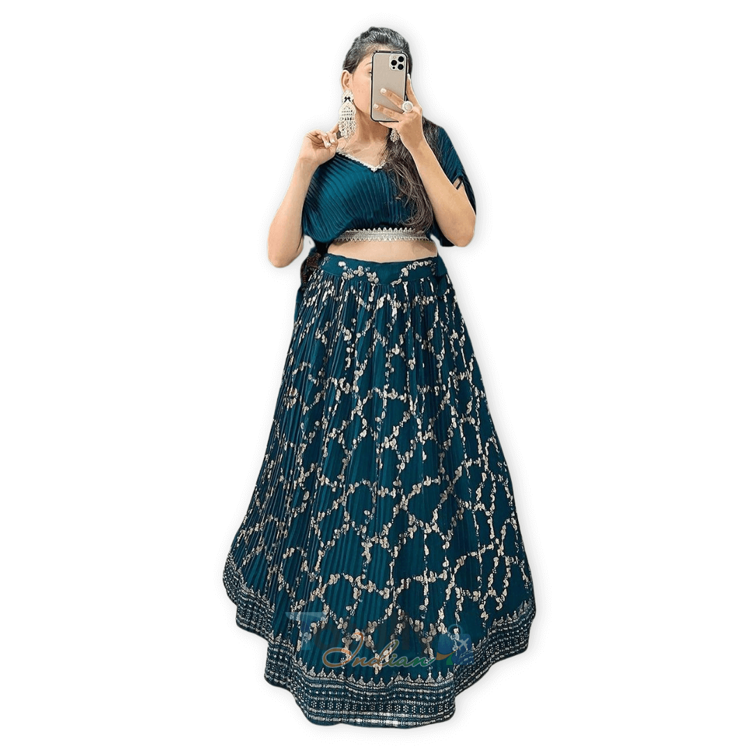 Crushed Georgette Co-ord Set (NNK1100TEL) - Totally Indian