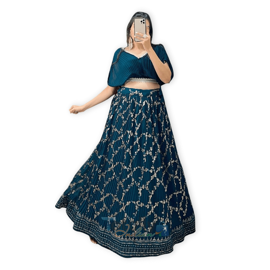Crushed Georgette Co-ord Set (NNK1100TEL) - Totally Indian