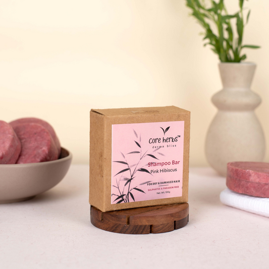 Core Herbs Pink Hibiscus Shampoo Bar - Totally Indian