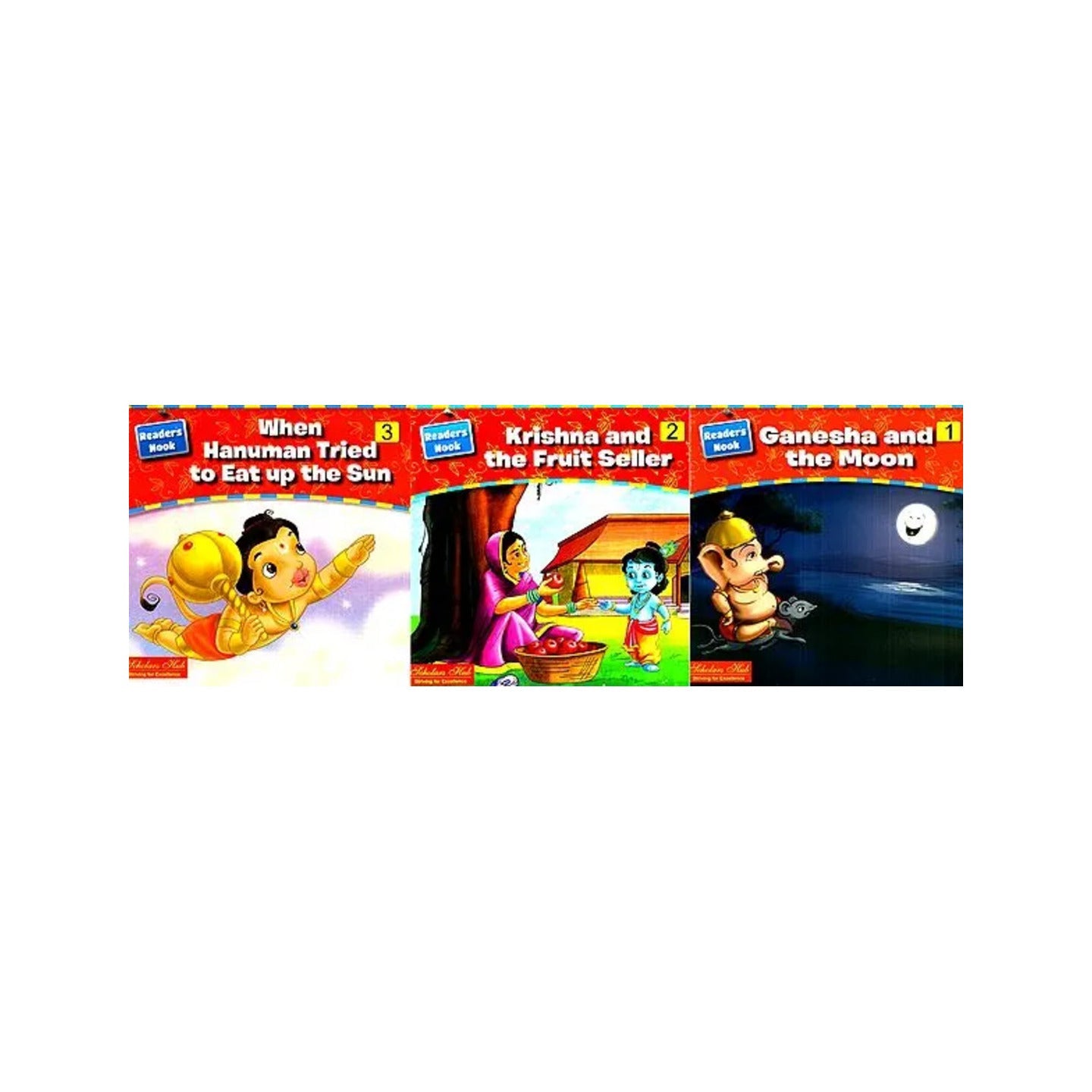 Children Book - Ganesha, Krishna And Hanuman- A Pictorial Book (Set Of 3 Volumes) - Totally Indian