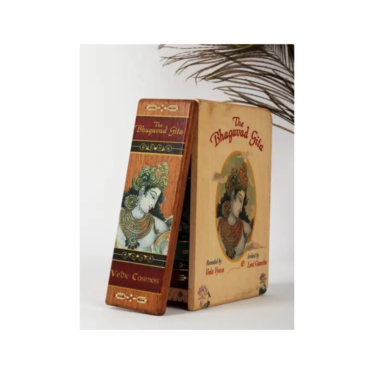 Gift Pack Of The Bhagavad Gita With Multi-coloured Inner Printed On Acid-free Paper In With Wooden Box (A6 Size Book) - Totally Indian