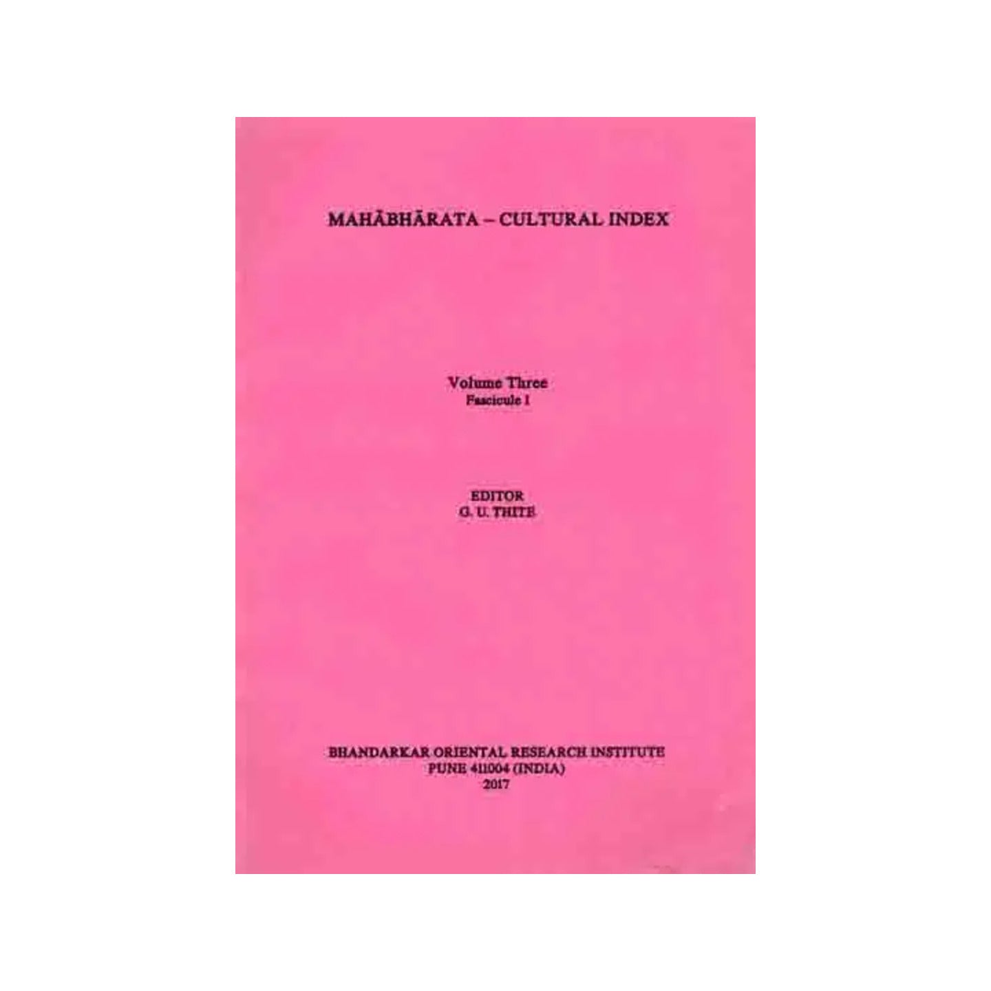 Mahabharata- Cultural Index (Volume-3, Fascicule 1) - Totally Indian