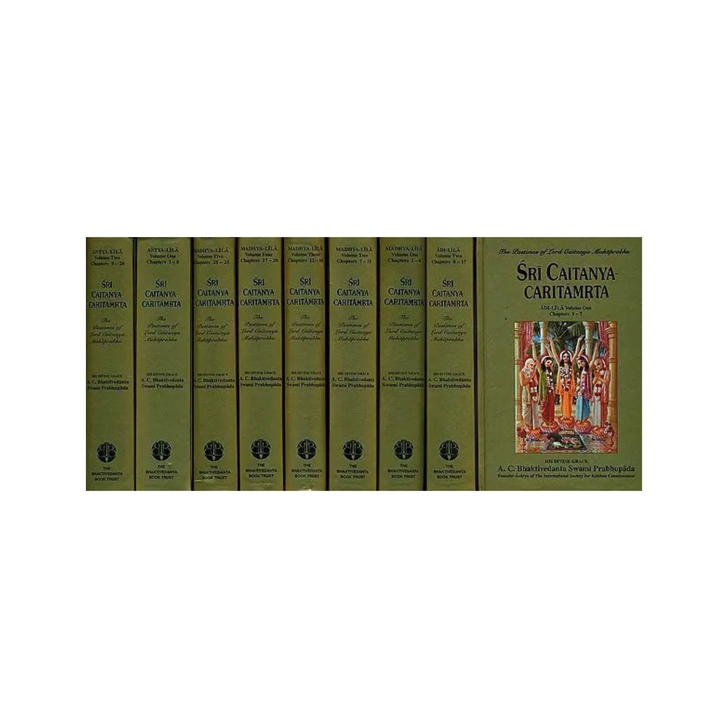 Sri Caitanya Caritamrta: Adi Lila, Madhya Lila And Antya Lila (Set Of 9 Volumes) (With The Original Bengali Text, Roman Transliteration, Word-to-word Meaning, English Translation And Elaborate Explanation) - Totally Indian