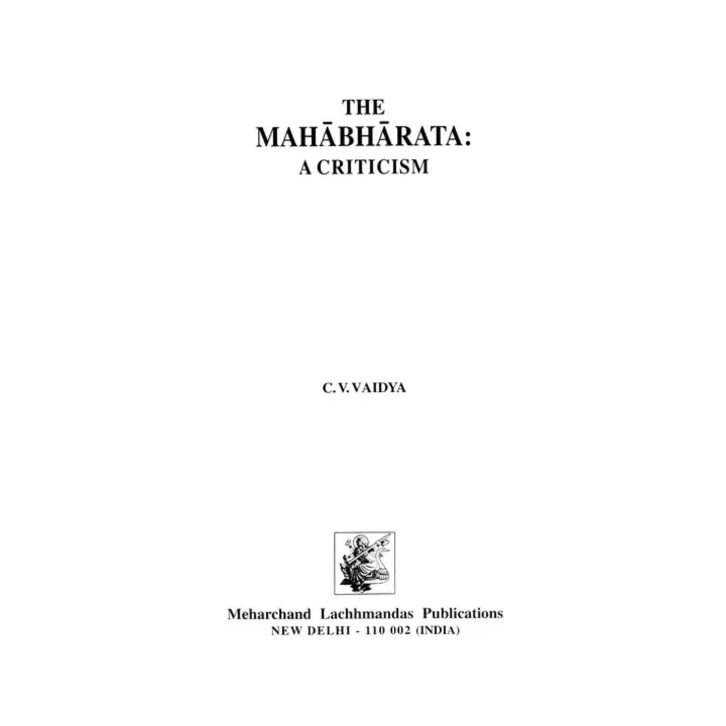 The Mahabharata: A Criticism (An Old And Rare Book) - Totally Indian