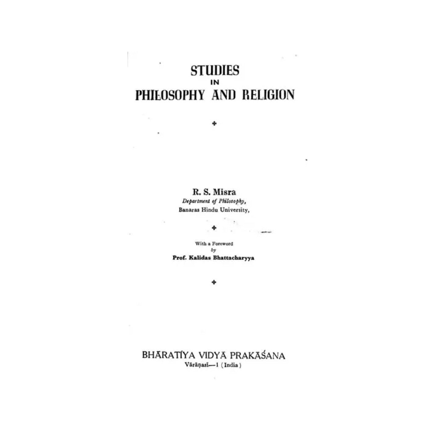 Studies In Philosophy And Religion (An Old And Rare Book) - Totally Indian