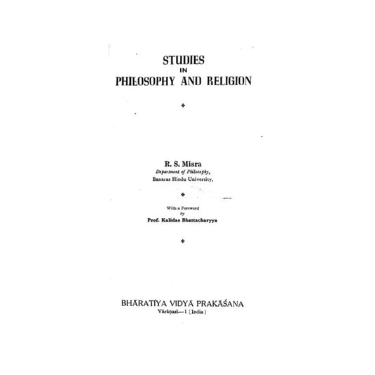 Studies In Philosophy And Religion (An Old And Rare Book) - Totally Indian